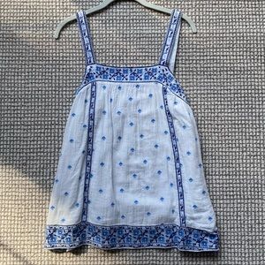 Joie Smock Blue and White Stitched Tank